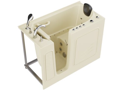rqe1ezzxcmq1isgmmyob Universal Collection 26 in. L x 53 in. W Left Side Drain Combination Jetted Bathtub in Biscuit with Powered Fast Drain