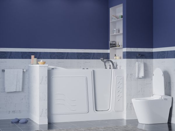 Universal Collection 30 in. L x 59 in. W Right Side Drain Air Jetted Bathtub in White with Aroma and Chroma Therapy
