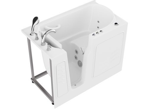 Universal Collection 29 in. L x 52 in. W Whirlpool Jetted Bathtub with Left Drain in White with Powered Fast Drain