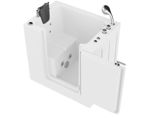 shh06qknje0qahko7na7 Universal Collection 31 in. L x 40 in. W Whirlpool Jetted Bathtub with Right Drain in White with Fast Filling Faucet Set
