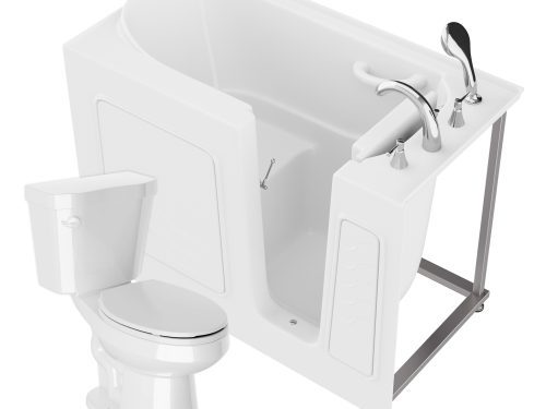 Universal 53 in. x 26 in. Right Drain Soaking Jetted Bathtub in White with Elongated Toilet and Soft Close Lid