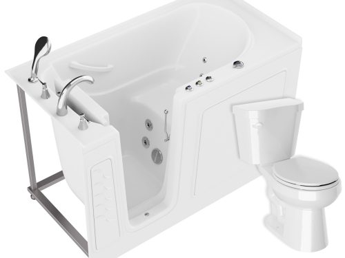 sj0g7v7nxreotl7omajl Universal 59 in. x 30 in. Left Drain Whirlpool Jetted Bathtub in White with Rounded Toilet and Soft Close Lid