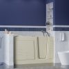Universal Collection 30 in. L x 59 in. W Right Side Drain Air Jetted Bathtub in Biscuit with Aroma and Chroma Therapy