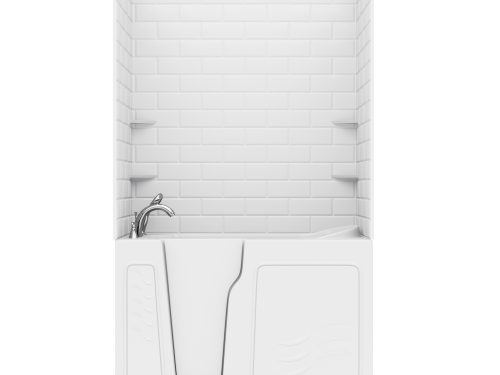 Rampart Wall Series 29 in. L x 52 in. W  Left Drain Whirlpool and Air Bathtub in White with 5x10 in. Tile Walll Kit