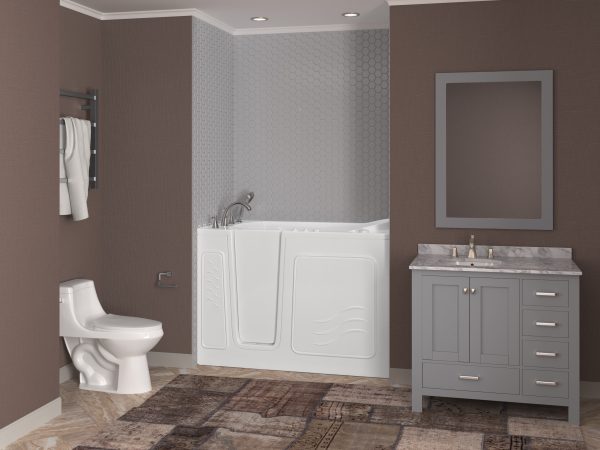 Safe Economy 52 in x 30 in Left Drain Quick FIll Walk-In Dual Tub White