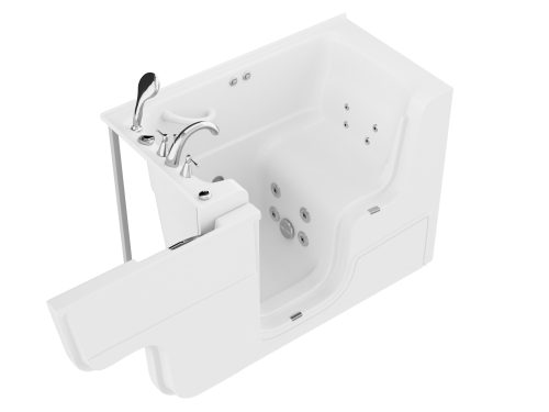 Universal Collection 29 in. L x 52 in. W Whirlpool Jetted Bathtub with Left Drain in White with Powered Fast Drain