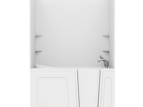 Nova Heated Series 32 in. L x 60 in. W Right Drain Whirlpool and Air Bathtub in White with Smooth Shower Wall Kit