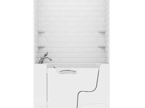 Rampart Wall Series 29 in. L x 53 in. W  Left Drain Whirlpool and Air Bathtub in White with 5x10 in. Tile Walll Kit
