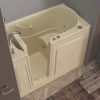 Safe Economy Series 30 in. L x 53 in. W Whirlpool Jetted Bathtub with Left Drain in Biscuit with Powered Fast Drain