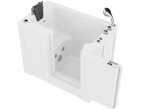 Universal Collection 27 in. L x 47 in. W Whirlpool Jetted Bathtub with Right Drain in White with Fast Filling Faucet Set