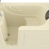 Safe Premier Series 30 in. L x 59 in. W Left Side Drain Soaker Bathtub in Biscuit with Fast Filling Faucet Set