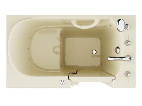 Universal Collection 26 in. L x 46 in. W Right Side Drain Air Jetted Bathtub in Biscuit with Fast Filling Faucet Set