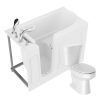 Universal 53 in. x 26 in. Left Drain Soaking Jetted Bathtub in White with Elongated Toilet and Soft Close Lid