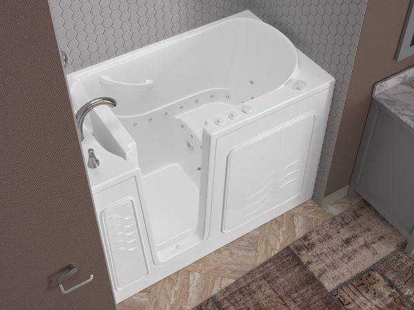 Safe Economy 52 in x 30 in Left Drain Quick FIll Walk-In Dual Tub White