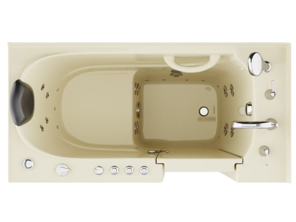 Universal Collection 26 in. L x 53 in. W Right Side Drain Combination Jetted Bathtub in Biscuit with Powered Fast Drain