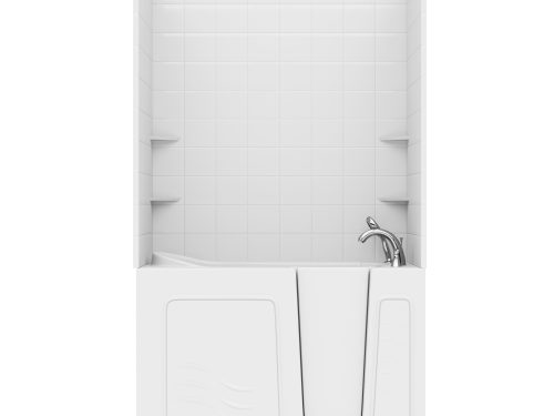 ujrjn0sombiivacyzspq Nova Heated Series 26 in. L x 53 in. W Right Drain Air Jetted Bathtub in White with 6 in. Tile Shower Wall Kit