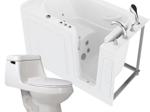 ujzcgaffbxdnwj56i4va HD Series 30 in. x 60 in. Right Drain Quick Fill Walk-In Whirlpool Tub with Fast Drain in White and Soft Close Toilet