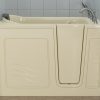 Safe Premier Series 30 in. L x 52 in. W Right Side Drain Soaker Bathtub in Biscuit with Fast Filling Faucet Set
