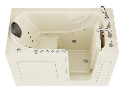 Safe Premier Series 32 in. L x 60 in. W Right Side Drain Combination Jetted Bathtub in Biscuit with Microbubbles Jet
