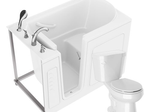 Universal 52 in. x 30 in. Left Drain Soaking Jetted Bathtub in White with Rounded Toilet and Soft Close Lid