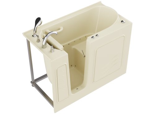 vl5sdcem8namtpdtbrlh Universal Collection 26 in. L x 53 in. W Left Side Drain Air Jetted Bathtub in Biscuit with Fast Filling Faucet Set