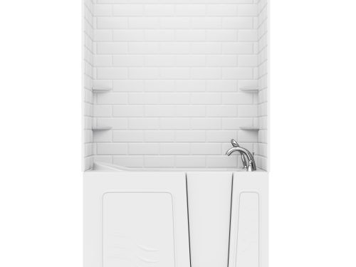 Rampart Wall Series 26 in. L x 53 in. W Right Drain Whirlpool and Air Bathtub in White with 5x10 in. Tile Walll Kit