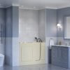Universal Collection 26 in. L x 53 in. W Right Side Drain Combination Jetted Bathtub in Biscuit with Powered Fast Drain