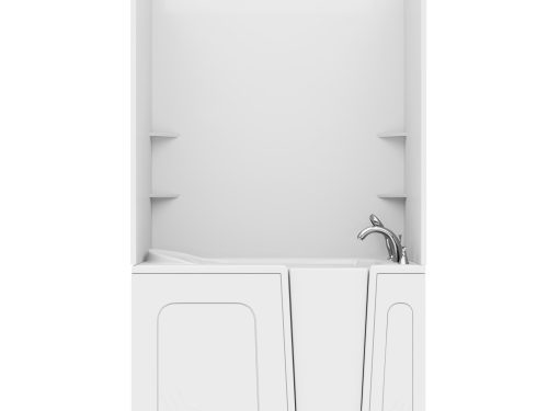 Nova Heated Series 30 in. L x 54 in. W Right Drain Whirlpool and Air Bathtub in White with Smooth Shower Wall Kit