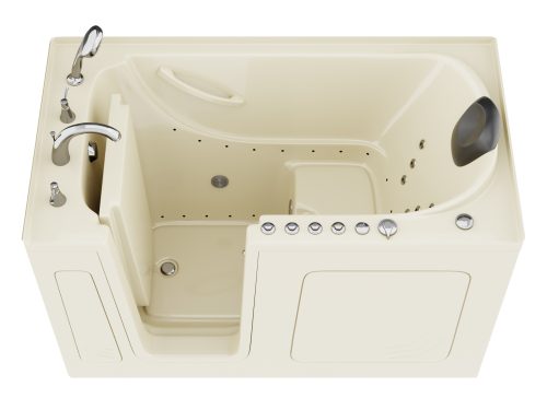 Safe Premier Series 32 in. L x 60 in. W Left Side Drain Combination Jetted Bathtub in Biscuit with Microbubbles Jet