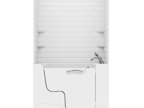 wj7npugjrpvd3szcogay Rampart Wall Series 29 in. L x 53 in. W Right Drain Whirlpool and Air Bathtub in White with 5x10 in. Tile Walll Kit