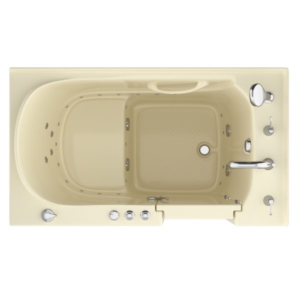 Safe Economy 52 in x 30 in Right Drain Quick FIll Walk-In Dual Tub Biscuit