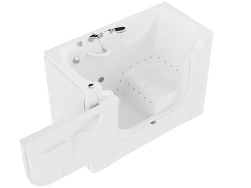 wkjjrt16355qmkokcado Universal Collection 30 in. L x 60 in. W Left Side Drain Air Jetted Bathtub in White with Aroma and Chroma Therapy