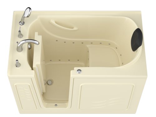 Safe Premier 52 in x 30 in Left Drain Quick FIll Walk-In Air Tub Biscuit