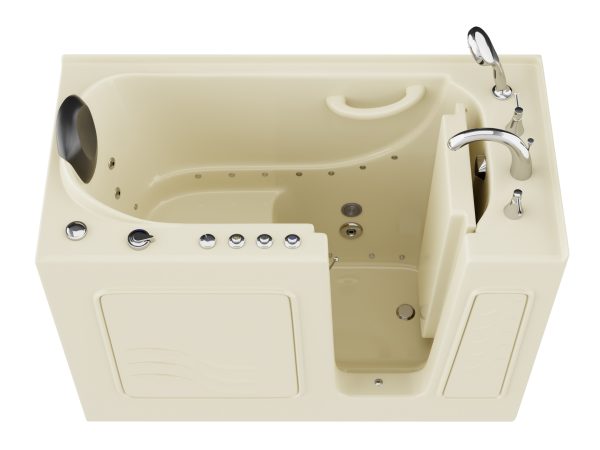 Universal Collection 26 in. L x 53 in. W Right Side Drain Combination Jetted Bathtub in Biscuit with Powered Fast Drain