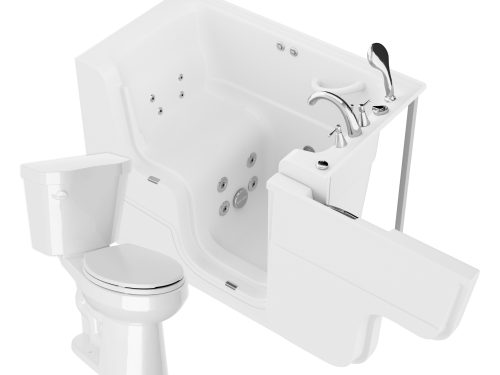 Universal 52 in. x 29 in. Right Drain Whirlpool Jetted Bathtub in White with Rounded Toilet and Soft Close Lid
