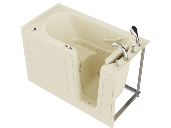 Universal Collection 30 in. L x 59 in. W Right Side Drain Air Jetted Bathtub in Biscuit with Aroma and Chroma Therapy