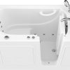 Safe Premier Series 26 in. L x 53 in. W Whirlpool Jetted Bathtub with Right Drain in White with Fast Filling Faucet Set