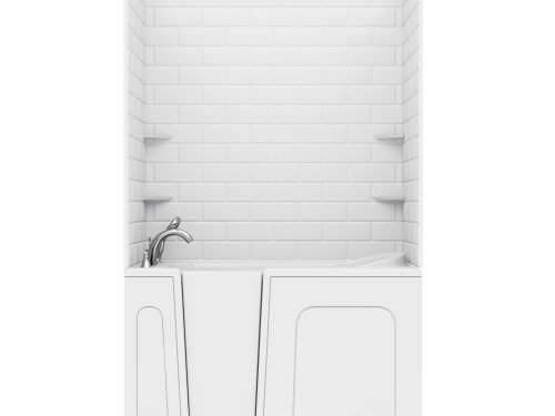 xmm5w0ctu6vtwokybmxq Rampart Wall Series 30 in. L x 54 in. W Left Side Drain Air Jetted Bathtub in White with 5x10 in. Tile Walll Kit