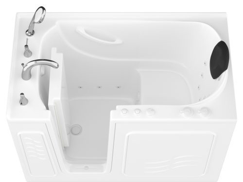 Safe Deluxe 52 in x 30 in Left Drain Quick FIll Walk-In Whirlpool Tub with Fast Drain White