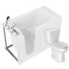 Universal 59 in. x 30 in. Left Drain Soaking Bathtub in White with Elongated Toilet and Soft Close Lid