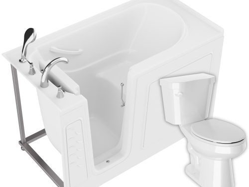 y7dm1jbtvqln3lr2pqyi Universal 59 in. x 30 in. Left Drain Soaking Bathtub in White with Elongated Toilet and Soft Close Lid