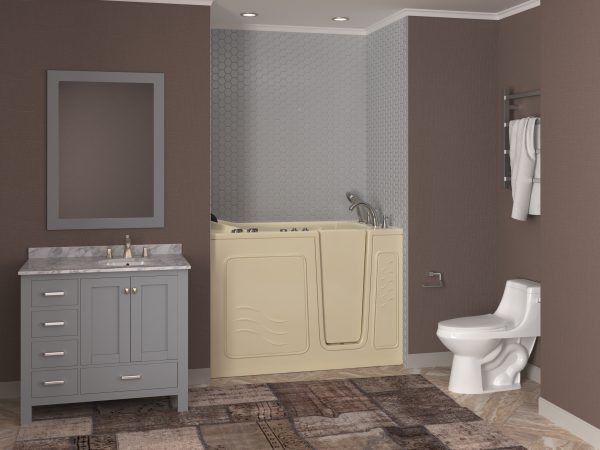 Safe Premier 52 in x 30 in Right Drain Quick FIll Walk-In Dual Tub with Fast Drain Biscuit