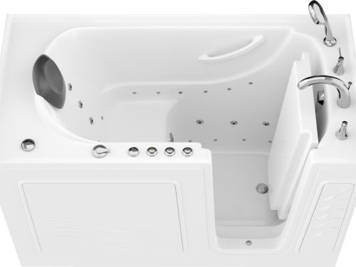 Safe Premier Series 59 in. L x 30 in. W Right Side Drain Combination Jetted Bathtub in White with Fast Fill Faucet Set