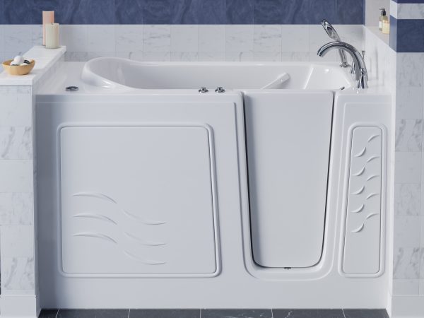 Universal Collection 30 in. L x 59 in. W Right Side Drain Air Jetted Bathtub in White with Aroma and Chroma Therapy