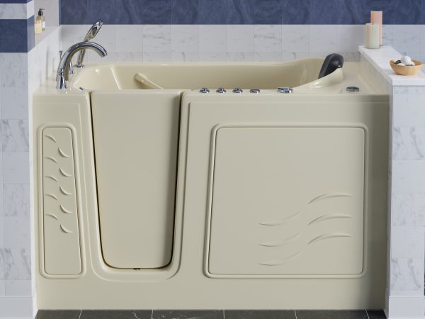 Universal Collection 30 in. L x 59 in. W Left Side Drain Combination Jetted Bathtub in Biscuit with Powered Fast Drain