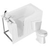 Universal 59 in. x 30 in. Left Drain Soaking Bathtub in White with Rounded Toilet and Soft Close Lid