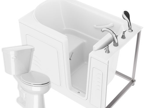 Universal 52 in. x 30 in. Right Drain Soaking Jetted Bathtub in White with Rounded Toilet and Soft Close Lid