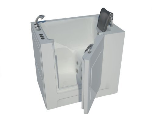 Universal Collection 27 in. L x 39 in. W Whirlpool Jetted Bathtub with Left Drain in White with Fast Fill Faucet Set