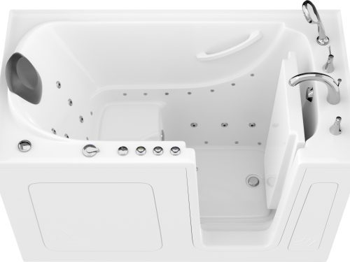 Safe Premier Series 32 in. L x 60 in. W Right Side Drain Combination Jetted Bathtub in White with Fast Fill Faucet Set