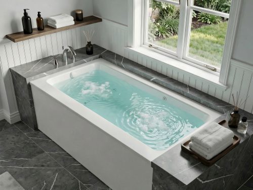 Amber Series 60 in. x 32 in. Rectangular Whirlpool Bathtub with Left Side Drain and V-Style Back Jets in Glossy White